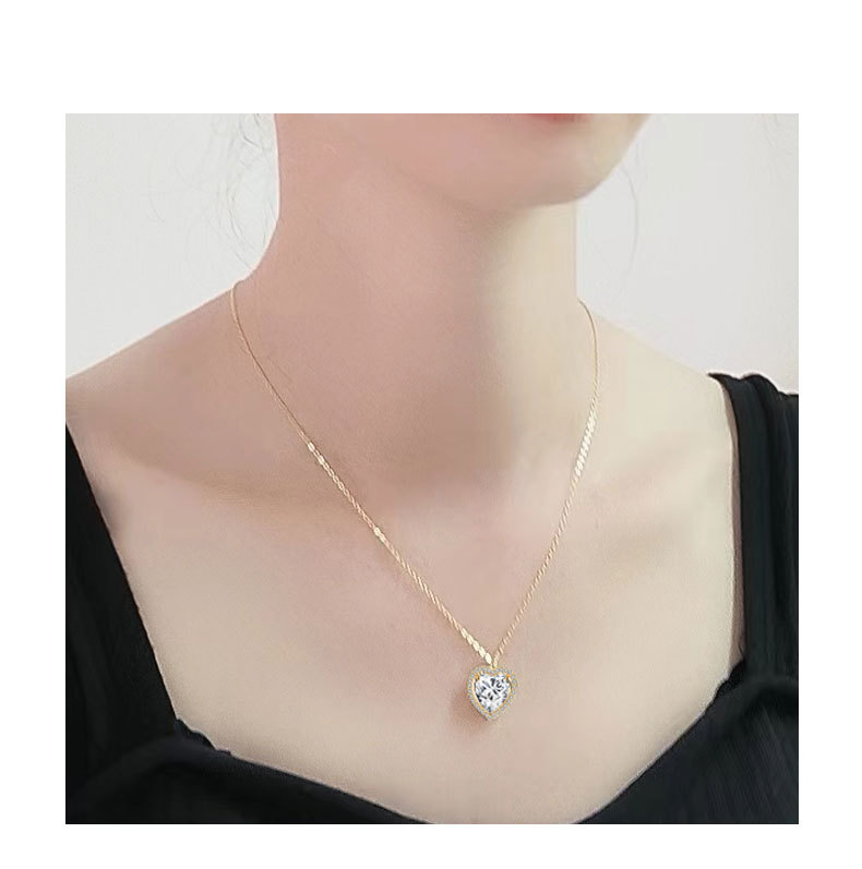 Women's Gender 925 Sterling Silver Cable Chain Plating Heart Shape Pendant Necklace