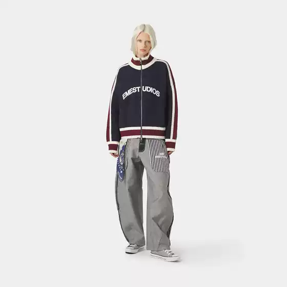 Women's Fashion Casual Zip-Up Knitted Sweater with Jacquard Letter Pattern for Fall/Winter, New Arrival