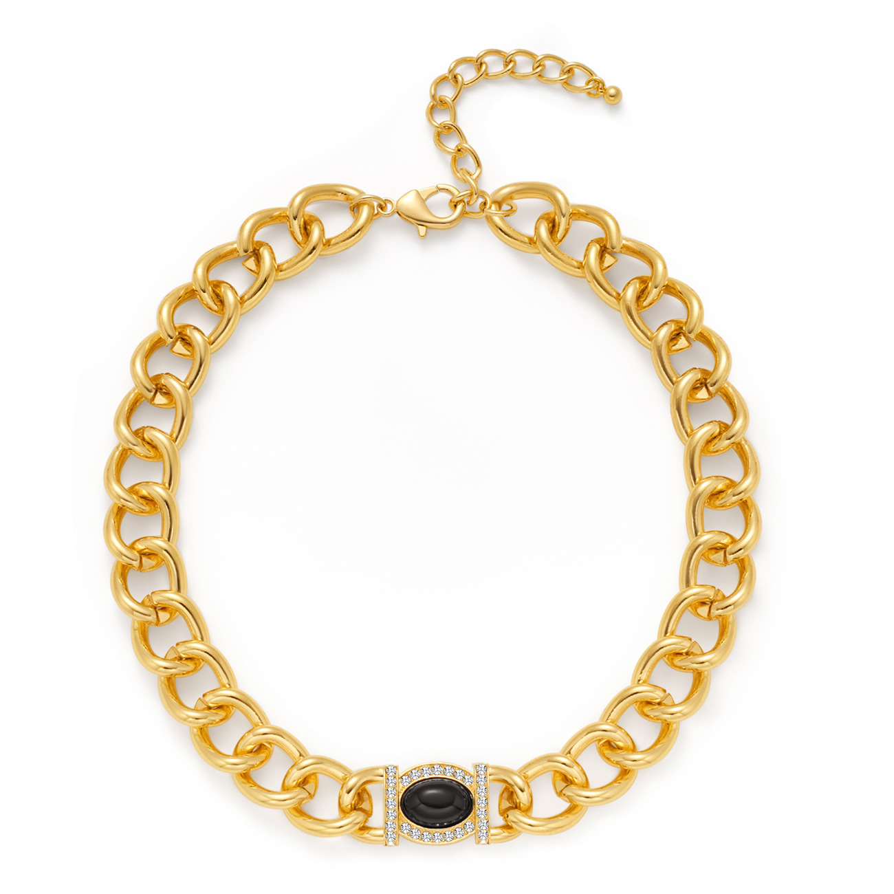 european-and-american-ins-style-vintage-gold-plated-niche-entry-luxury-high-grade-black-zircon-necklace-exaggerated-necklace-texture-clavicle-chain