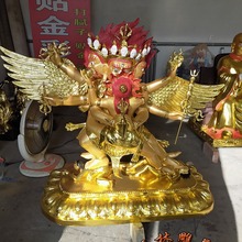 大型纯铜贴金普巴金刚佛像藏传密宗全铜铸造橛金刚护法铜佛像摆件