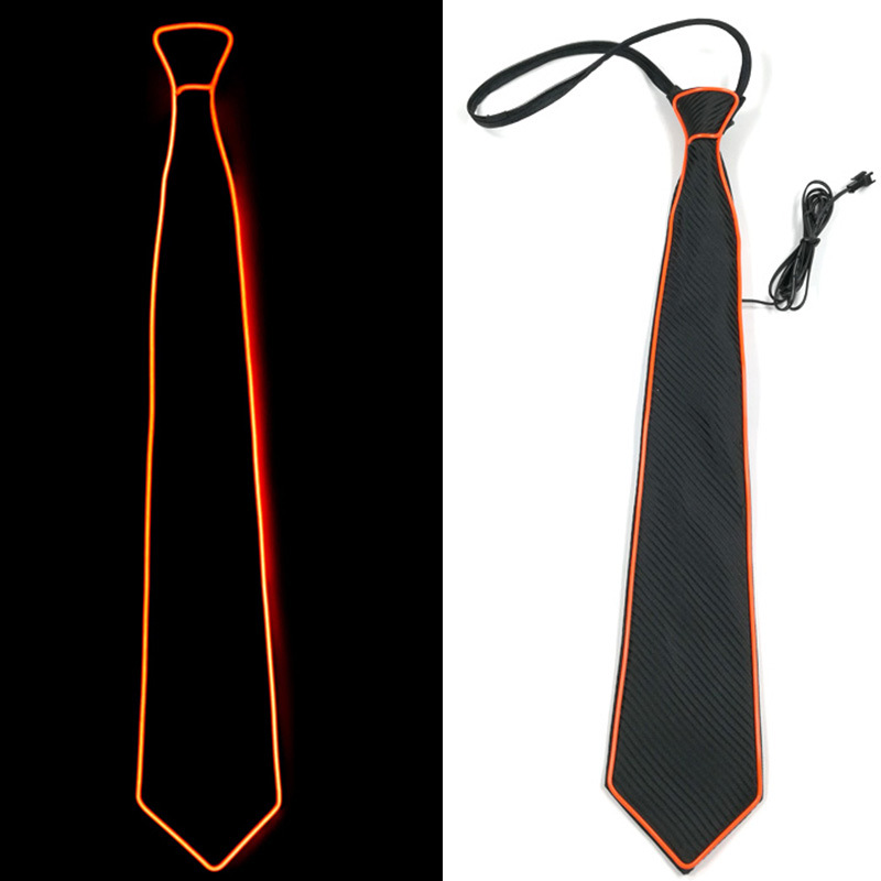 Corbata LED novedosa con luz EL para fiestas de disfraces, bares, accesorios de iluminación para discotecas, corbata intermitente con diez opciones de color.