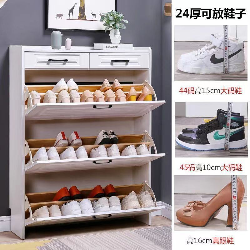 Solid Wood Shoe Cabinet with Flip-Top for Home Use, Simple Entryway Wall-Mounted Storage Shoe Cabinet, Direct Wholesale from the Source