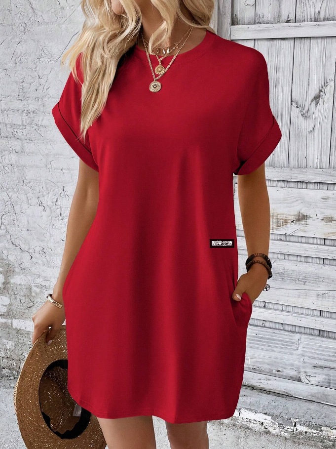 Vestido suelto de manga corta con bolsillos image 9