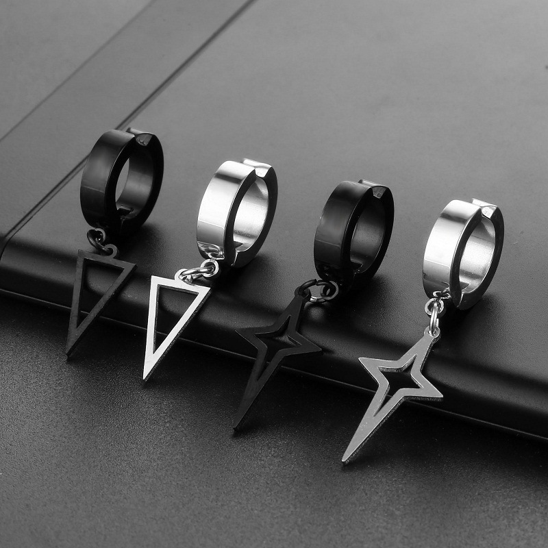 Cross-border Korean fashion titanium steel stainless steel ear clip pendant earrings pendant earrings stainless steel jewelry manufacturers for sale