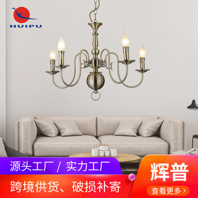 鐵藝led吊燈電鍍青古歐式複古美式燈蠟燭吊燈5頭8頭10頭12頭吊燈