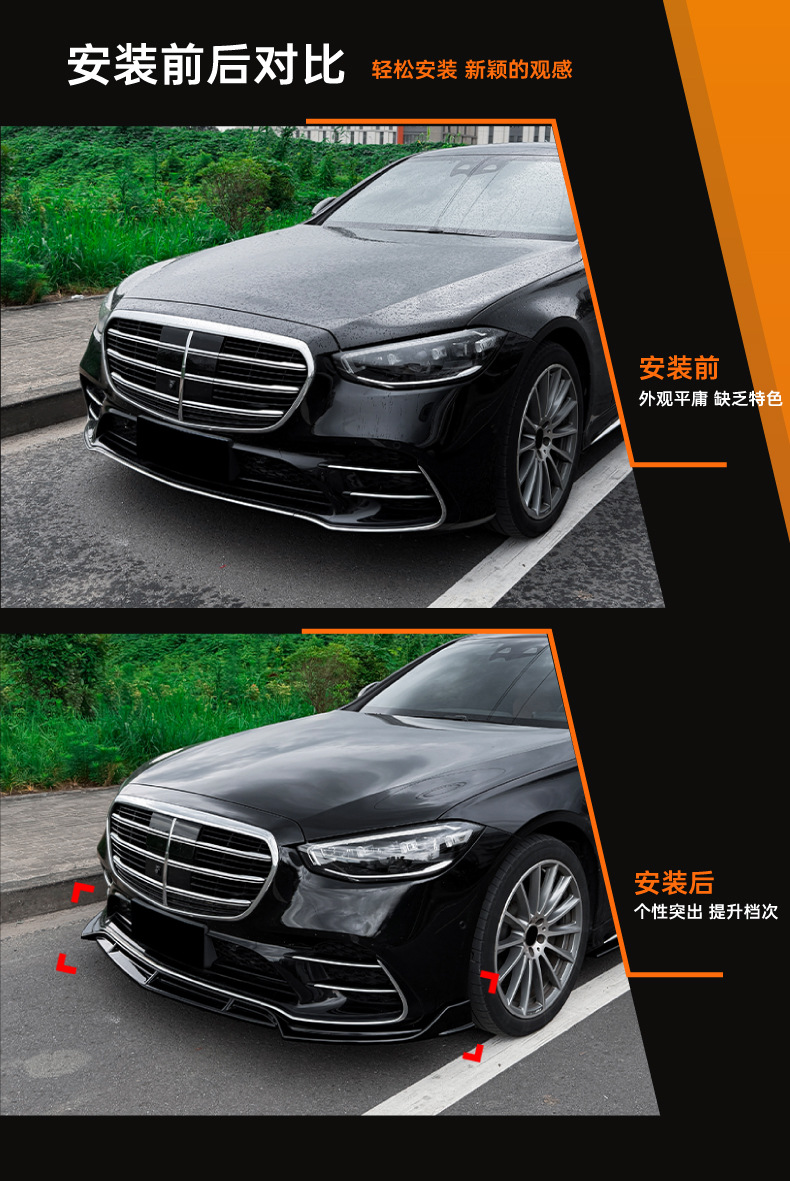Suitable for Mercedes-Benz S-Class W223 AMG Line 21-26 integrated front lip, front spoiler, small body kit modification