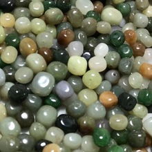 天然新疆和田玉籽料原石散珠子路路通玉珠手链 项链diy配饰配件