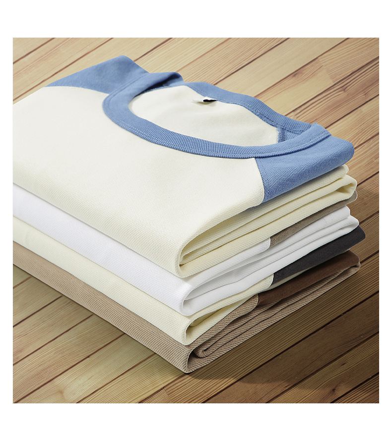 登爵男装新款日系配色插肩袖少年感T恤潮牌情侣同款复古撞色短袖