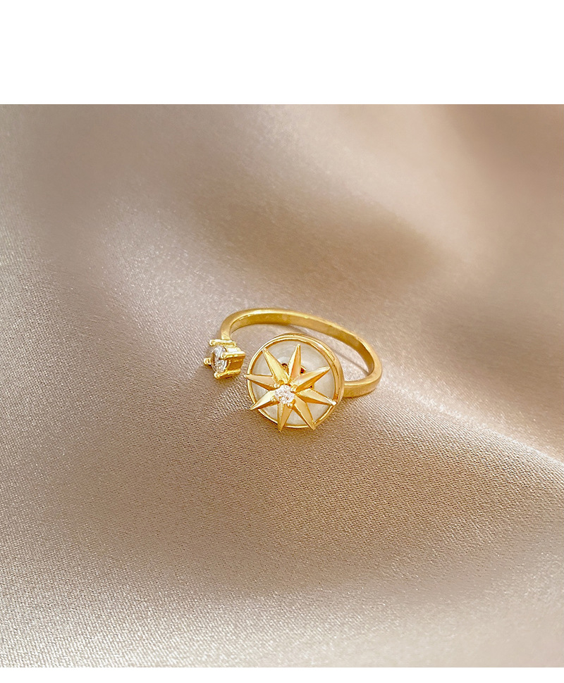 Fashion Star Copper Enamel Plating Inlay Zircon Open Ring 1 Piece