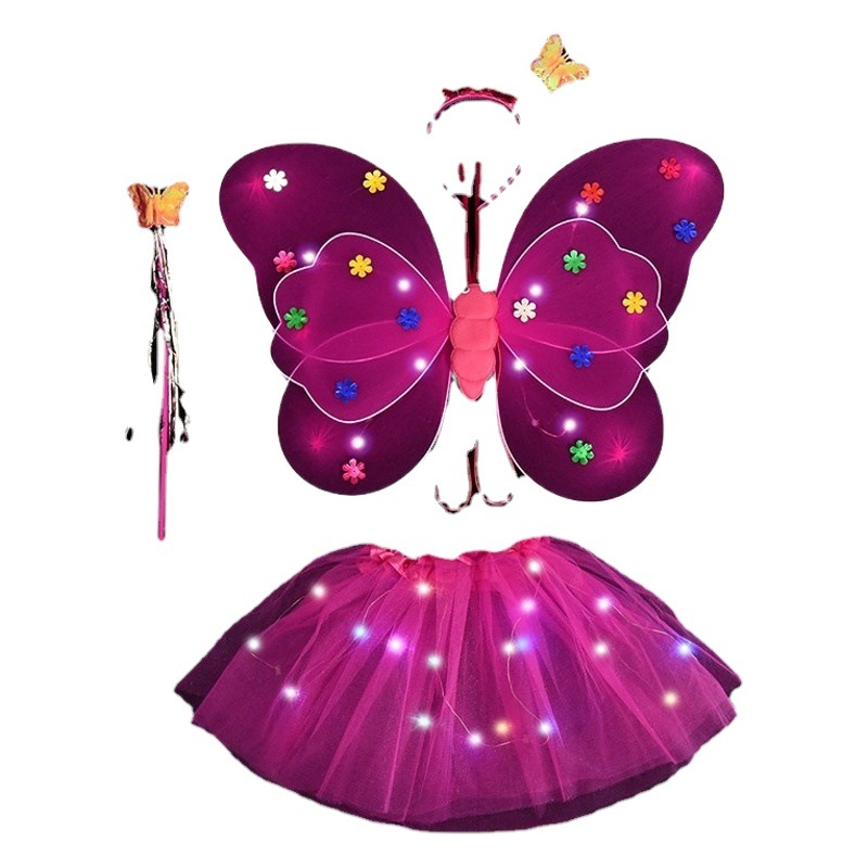 Alas de mariposa luminosas para niños apoyos de disfraces alas de Ángel luminosas 20 luces alas de mariposa conjunto de tres piezas