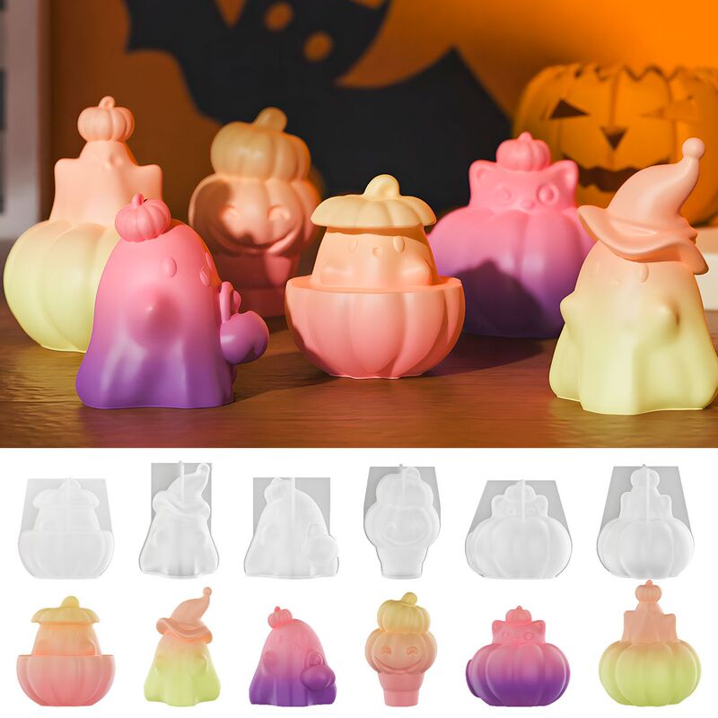 自慢 DIY 接着剤モールドハロウィンカボチャゴーストキャンドルシリコーンモールド人形装飾品|undefined