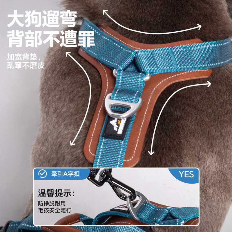 跨境宠物防挣脱胸背带反光大狗胸背中大型犬金毛德牧防爆冲牵引绳|undefined