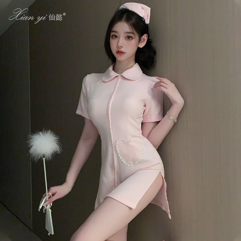 Xianyi Sexy Lingerie Pure Desire Nurse Uniform Temptation Passion No Need to Take Off Flirting Fun Halloween Uniform Female 672