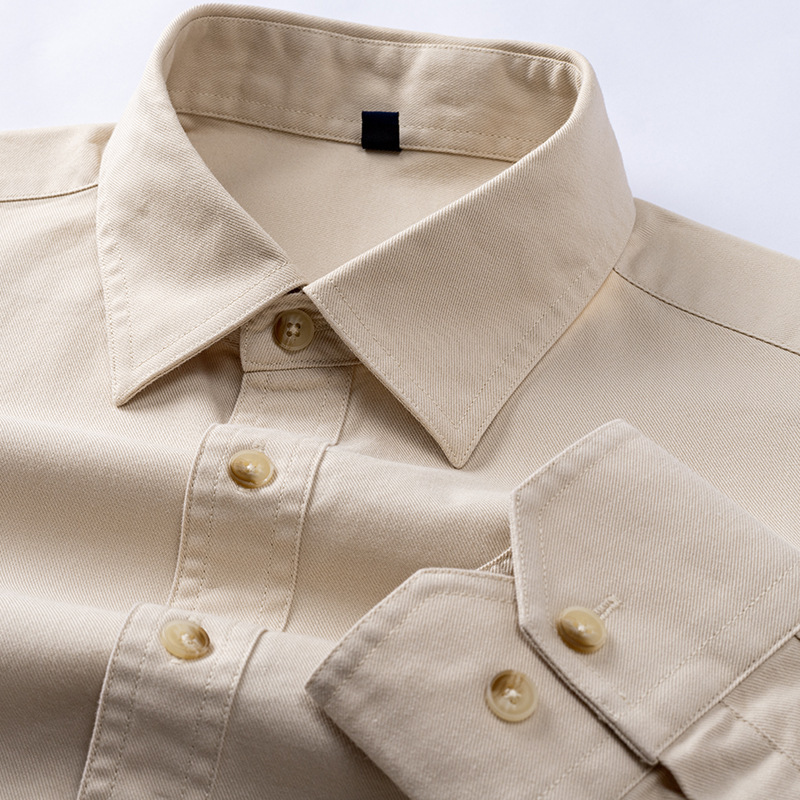 Quality Men's Long-Sleeved Shirt, Lyocell Cotton Spring and Autumn Cardigan Jacket, No Pockets, Men's Top, Solid Color Shirt Quality Men's Long-Sleeved Shirt, Lyocell Cotton Spring and Autumn Cardigan Jacket, No Pockets, Men's Top, Solid Color Shirt