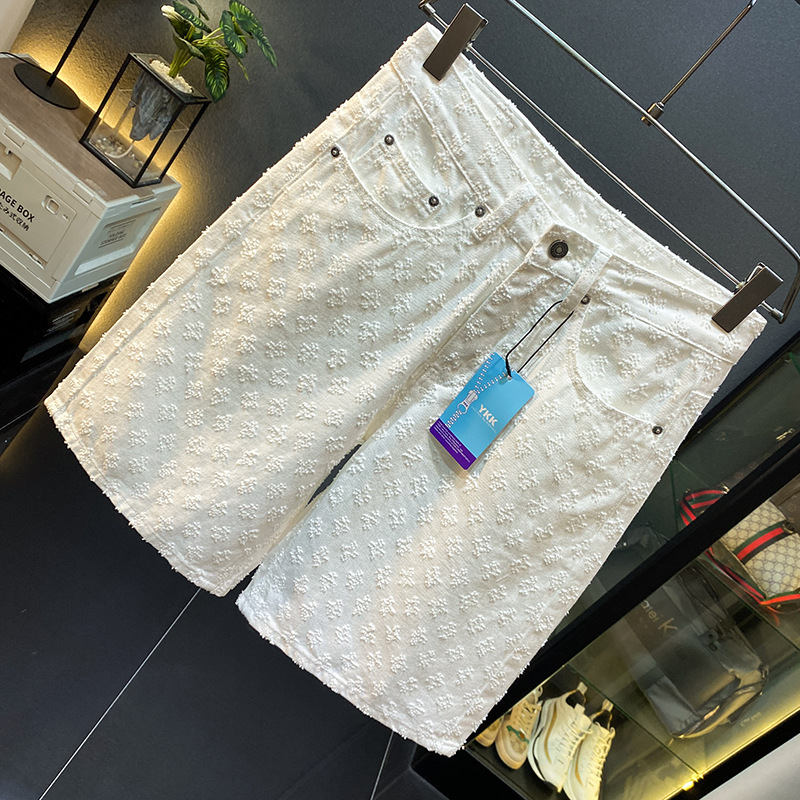 Summer High-End White Denim Shorts for Men and Women 2025 New Summer Breathable and Handsome Casual Mid-Length Pants