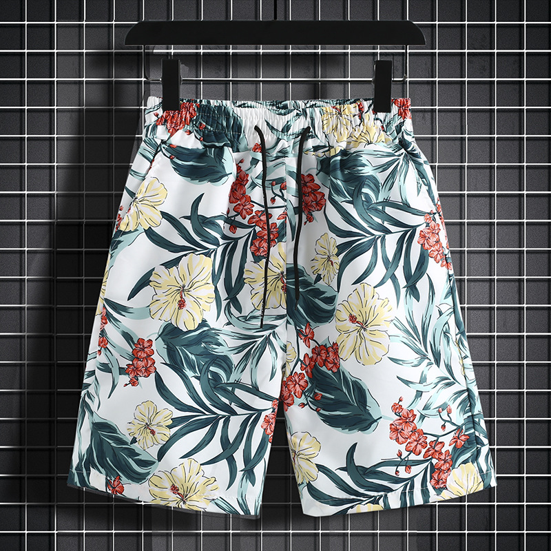 Summer Explosions Beach suit Men's All-match Quick-drying Shorts Hainan Island Retro National Fashion Flower Shirt Couple's Class Clothes