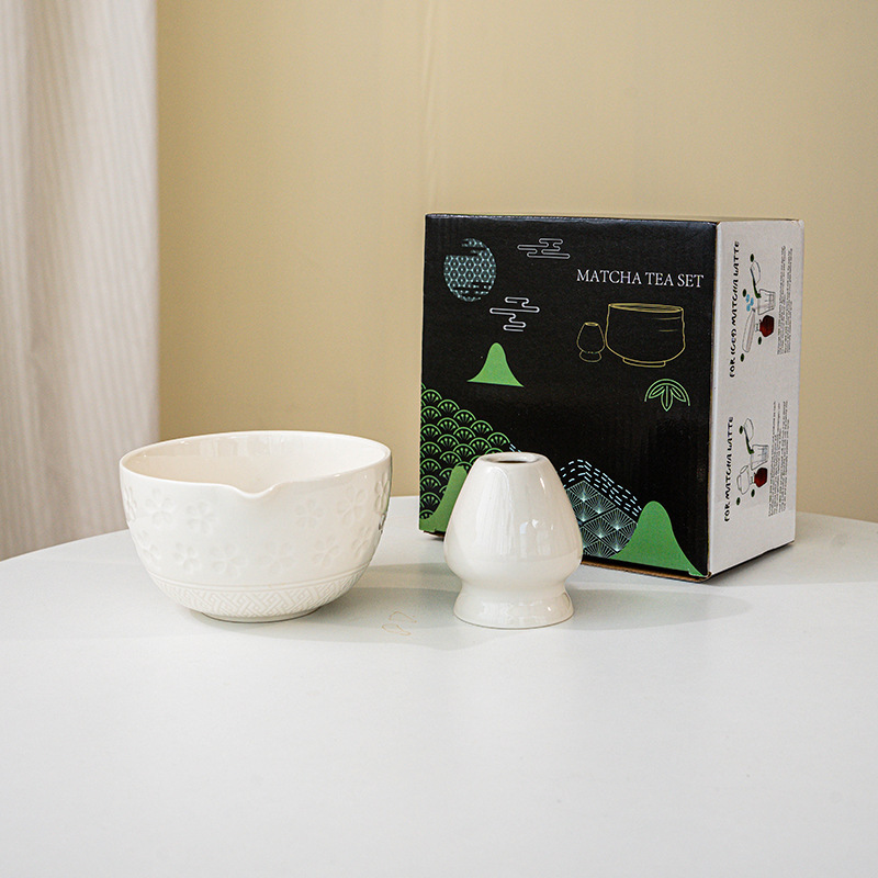 新しい和風抹茶桜ボウル、注ぎ口付きセラミックピンク茶筅ティーツールの越境専用 Amazon|undefined