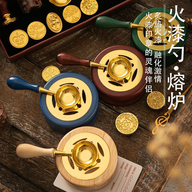 Wooden handle paint spoon wax grain melting furnace paint seal accessories tools wooden paint furnace spoon set factory direct sales