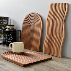 Japanese wave pattern tray Ins style bread plate wooden fragrance ornament Udine wood afternoon tea snack plate