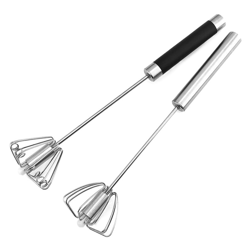 In stock wholesale and retail stainless steel 430 semi-automatic rotary manual eggbeater batter cake blender