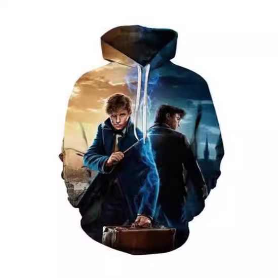 2023 New Harry Potter Series 3D Digital Printed Cardigan Hooded Sweatshirt Cosplay Anime Hoodie