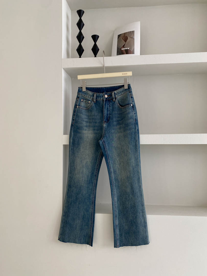 GAGD retro blue four-sided elastic slim nine-inch jeans for women, Korean style, high-waisted, slimming, slightly flared jeans pic 17