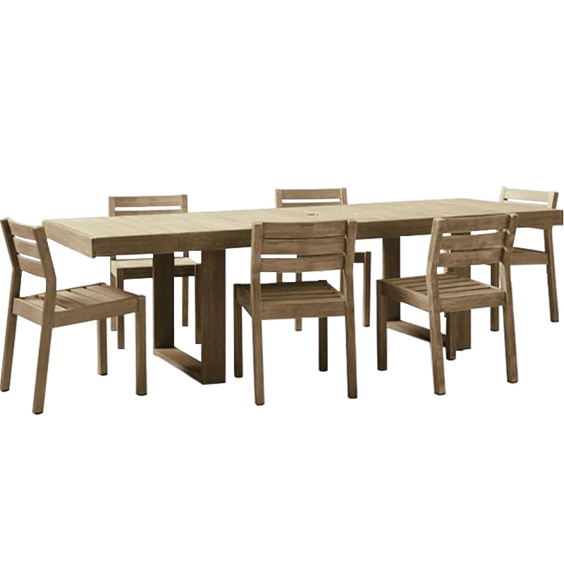 Conjunto de mesa y sillas de teca para exteriores, para patio, terraza de villa, jardín, resistente al agua y a los rayos UV, conjunto de banco de madera maciza.