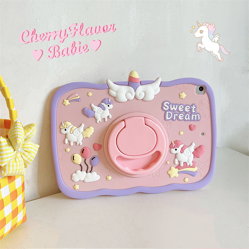 Suitable for iPad6pro Flat Protective Cover Silicone Cartoon Unicorn 360 Degree Bracket iPadmini6 Protective Cover