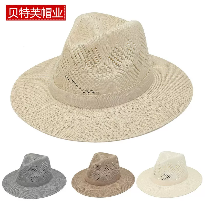 跨境礼帽男夏季大檐透气时尚休闲防晒帽遮阳渔夫帽休闲钓鱼帽批发