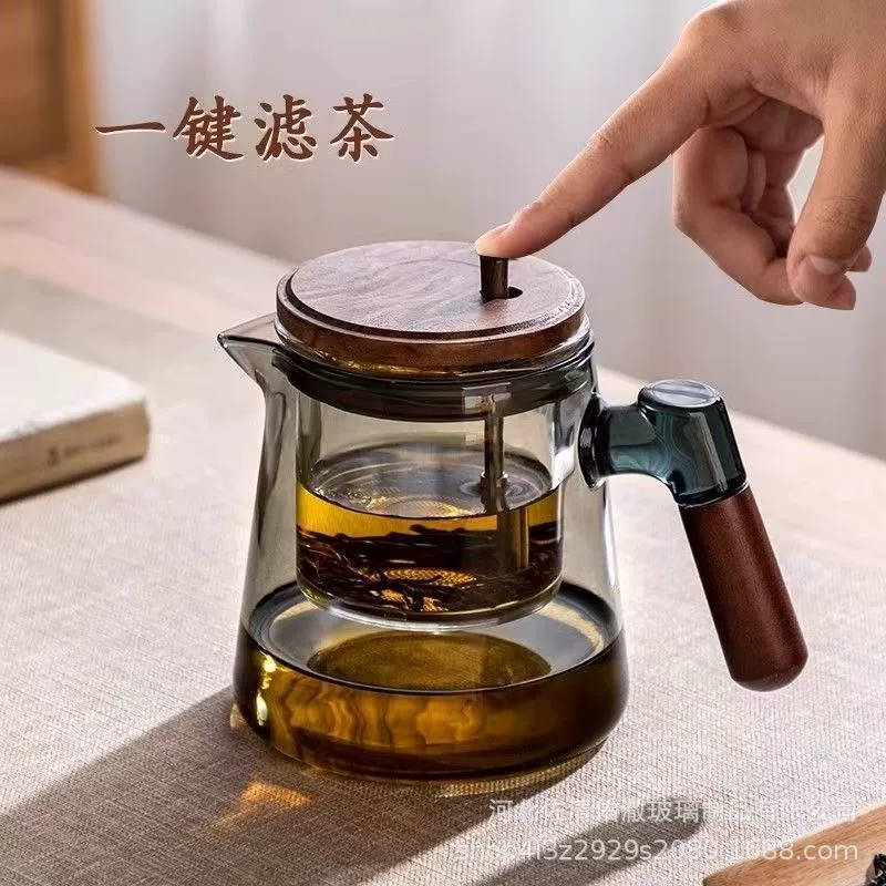 ◈2025 new tea-water separation flowing cup brewing teapot full glass inner liner fifth generation press-type flowing pot