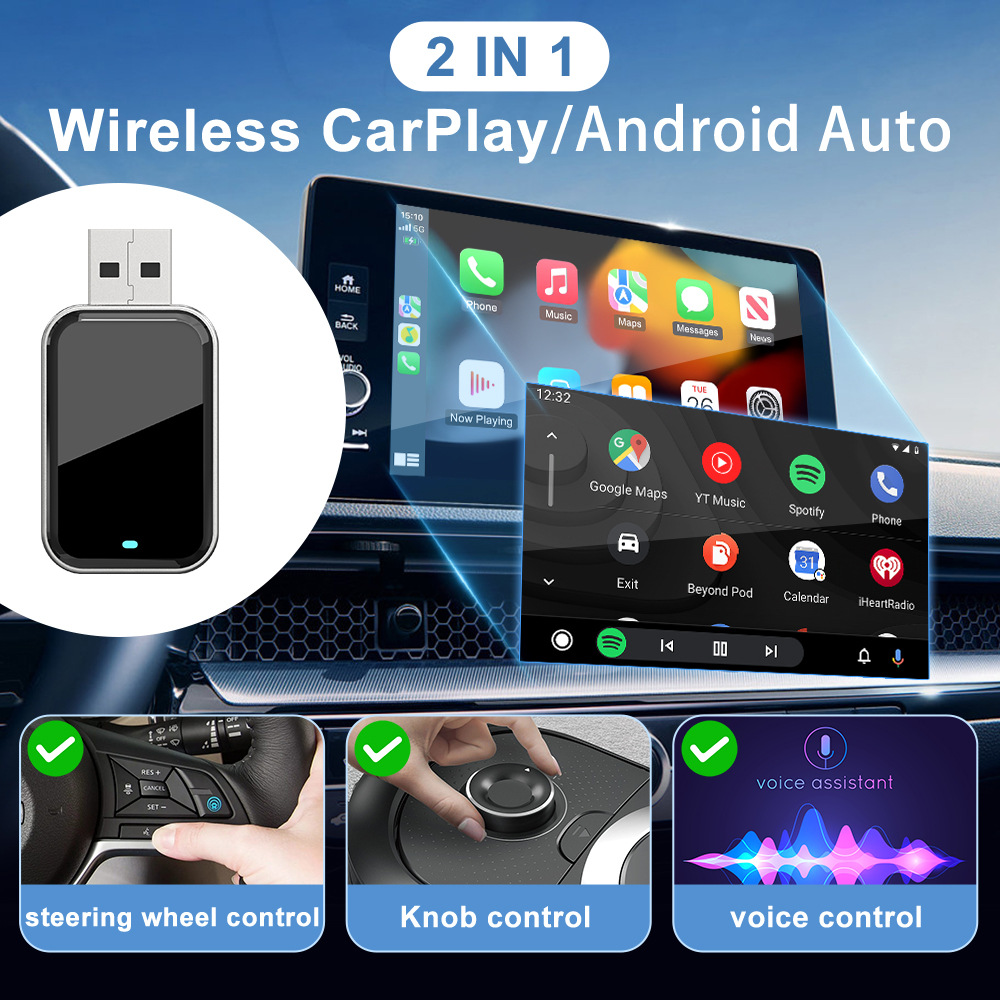 Cross-Border Carplay Box Wired to Wireless Android Auto Apple Android Smart Carplay Box