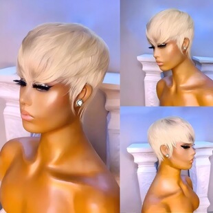 Foreign Trade Wig European and American Wig Women's Short Hair 613 Golden Bob Short Hair Elf Short Style Machine-Made Hair Set