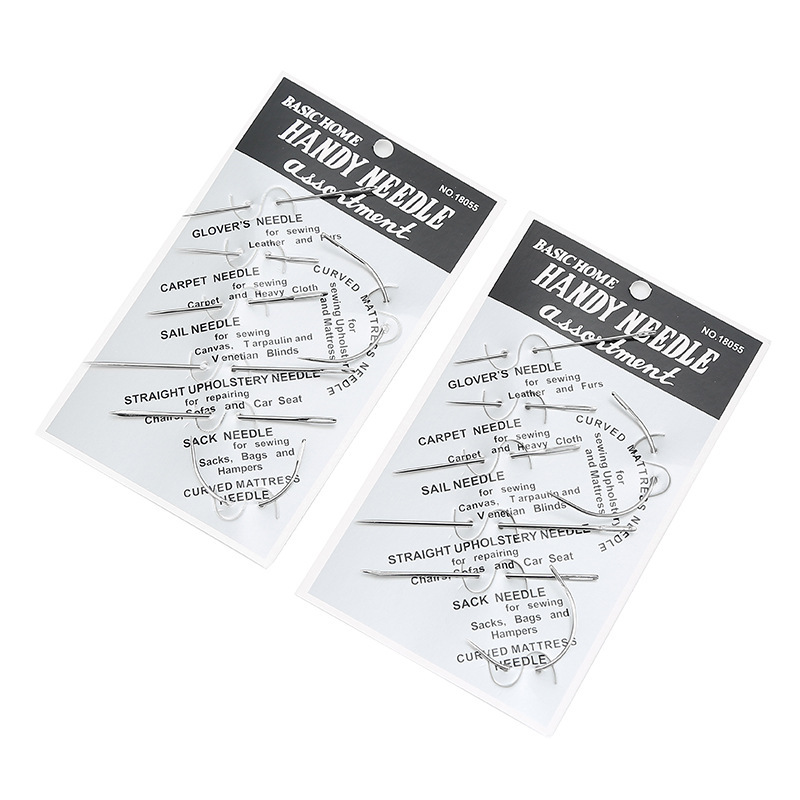 Especial de 7 tipos de cuero cosido, puntadas triangulares de costura a mano, aguja curva de ojo grande para el hogar, juego de agujas de coser multiusos