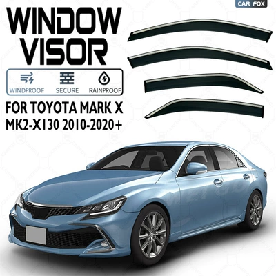 rain visor rain eyebrow, Rain shield - standard-packaging-without-logo-toyota-mark-x-mark-x-mk2-x130-2010-2020-pc-silver-bright-strip-window-rain-shield