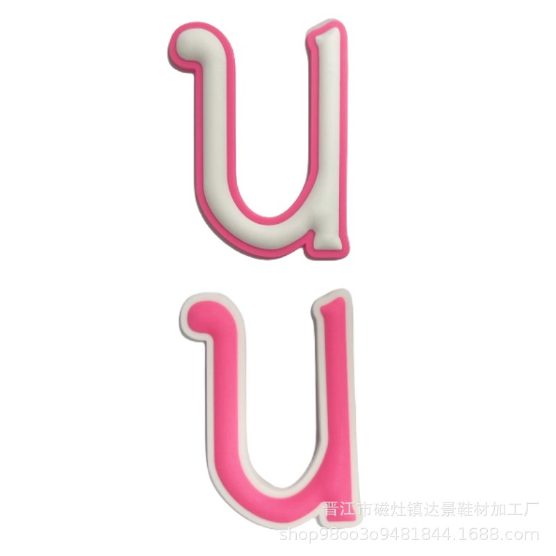 Botones de zapatos rosados con letras grandes, botones de botones, botones de botones