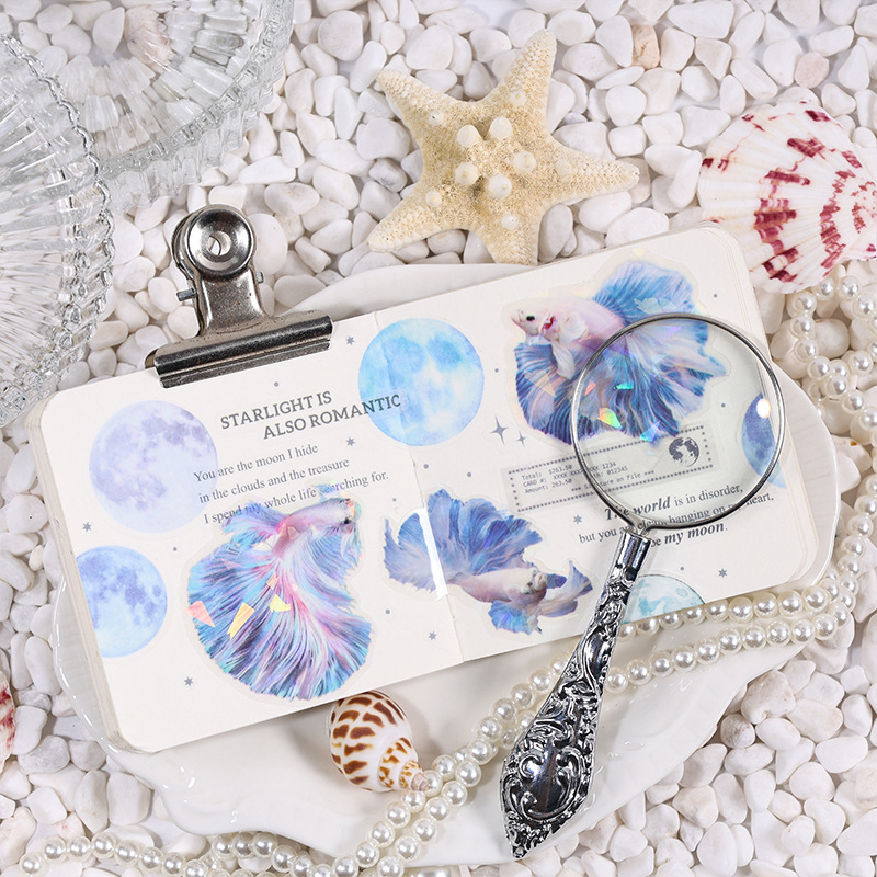 Fan-tail betina láser transparente impermeable pet manual pegatinas bolsa diy manual diario material decoración pegatinas betina