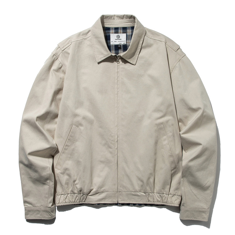 Japanese Retro Commuter Simple Solid Color Harrington Workwear Jacket Unisex Loose Short Lapel Casual Jacket Trendy