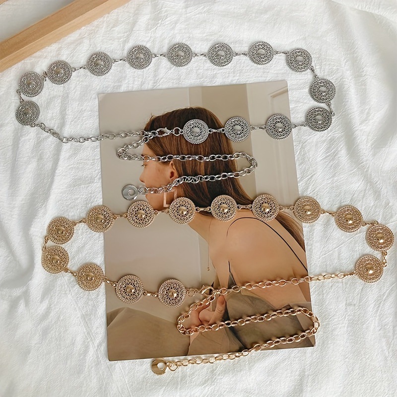 Cinturón de perlas doradas plateadas, elegante y duradero