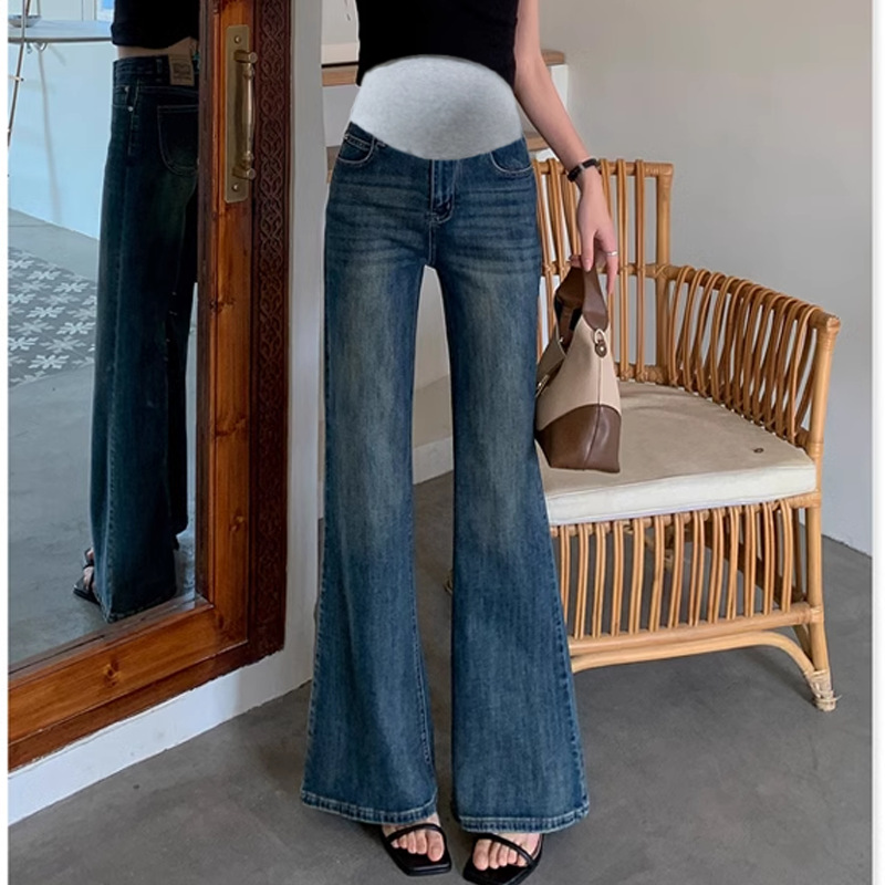 Maternity Bell-Bottom Pants Summer 2025 New Outer Wear Wide-Leg Slightly Flared Jeans Tall Floor-Length Straight Pants