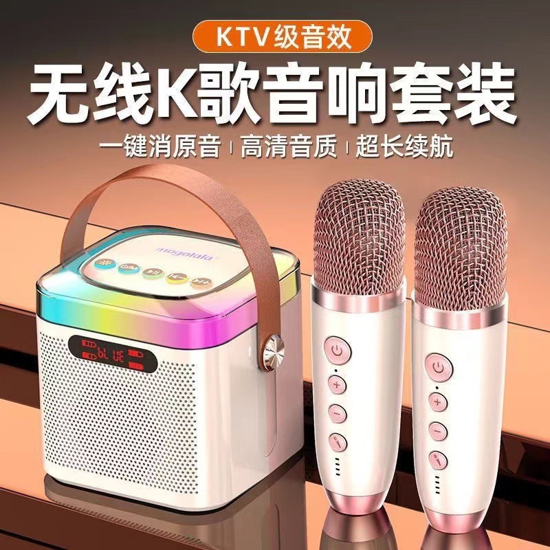 Children's Singing Handheld Home Audio Set Wireless Bluetooth Audio Microphone Mini Ktv All-In-One Machine for Singing Songs