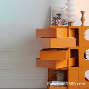 Nordic Multi-Layer Storage Rotating Cabinet Makeup Storage Cabinet Home Bedside Table Wheeled Trolley Mobile Storage Cabinet