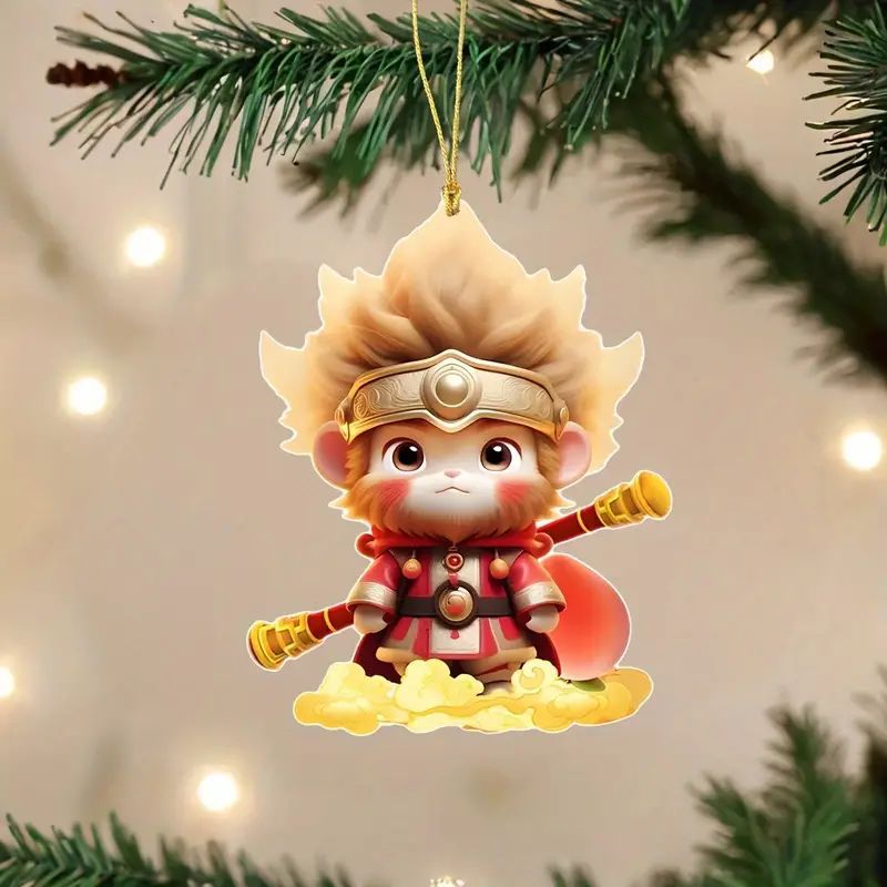 Creativo encantador dibujo animado Sun Wukong colgante acrílico plano transfronterizo nuevo colgante de llaver colgante decoración image 3
