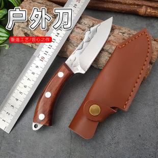 Cross-Border forged stainless steel hand-held meat bone cutting knife red sandalwood handle portable fruit knife household fish killing knife