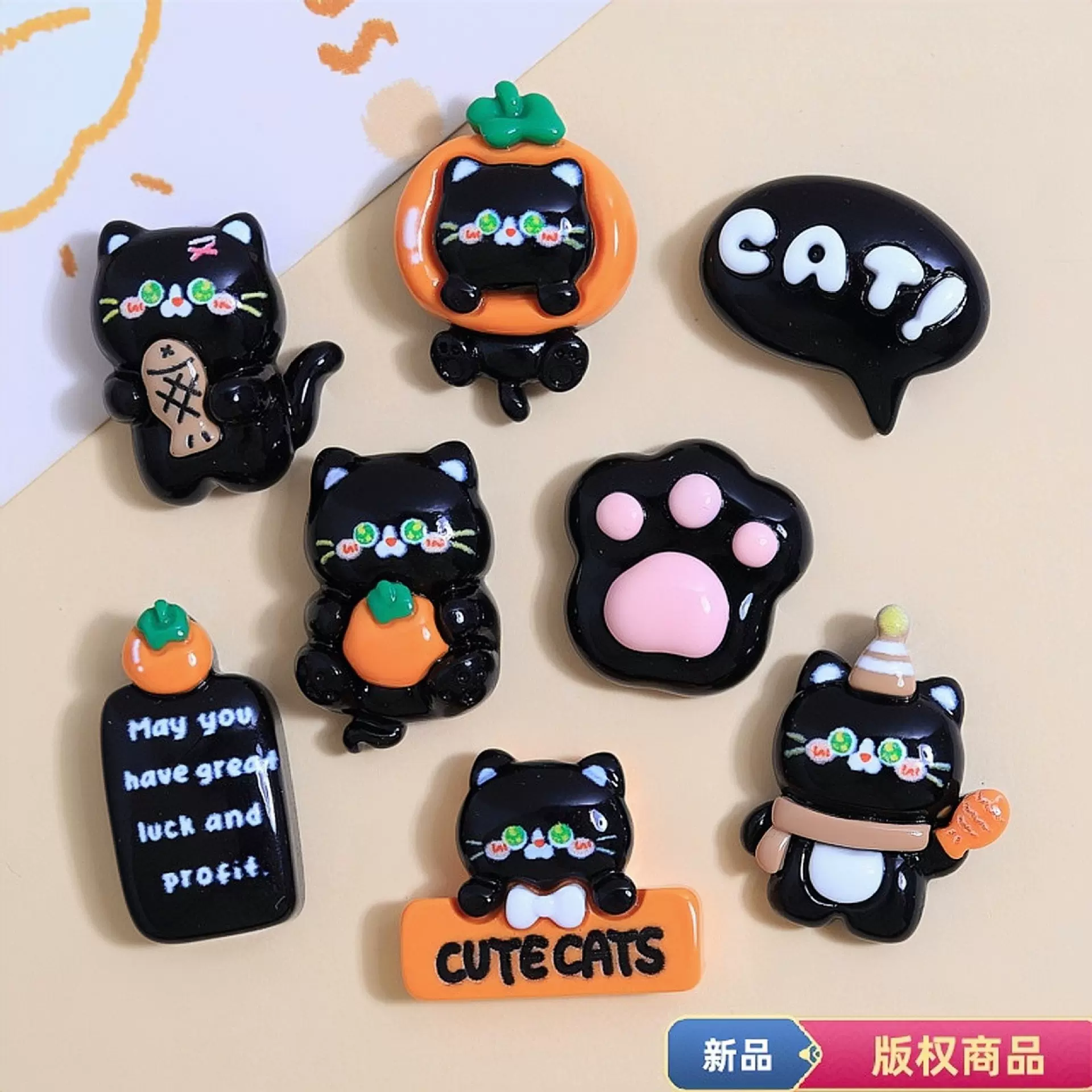 暗黑橘子猫卡通奶油胶树脂配件diy饰品材料手工鞋扣挂件配饰