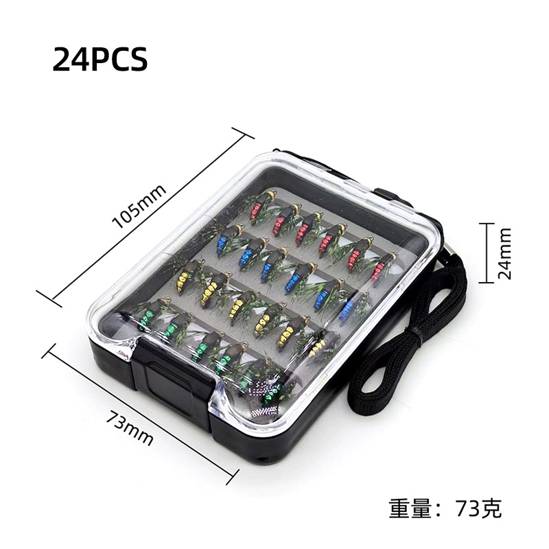 XB022 Green Wing Kung Fu mosca pequeña mosca grande pesca con mosca micro-objeto Lu Ya gancho de pelo cebo para mosca lubina pez mandarín