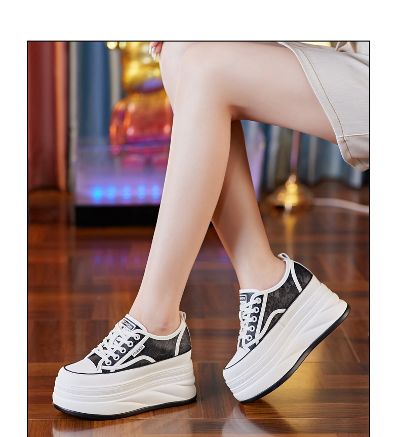 Giày sneaker nữ đế dày độn cao bên trong phong cách bánh xốp — Màu be chi tiết 10
