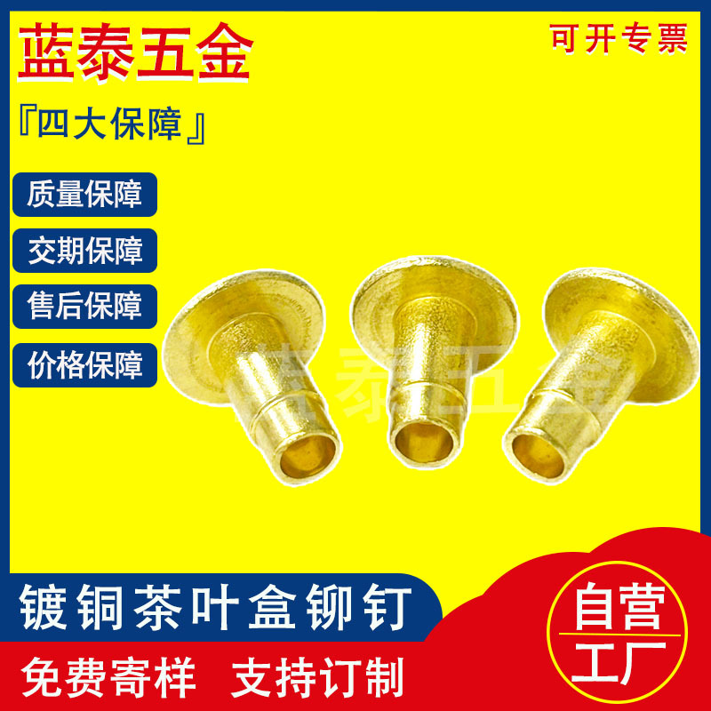 马口铁罐盖T字型半空心台阶铆钉铁镀金带孔茶叶盖提手专用柳钉
