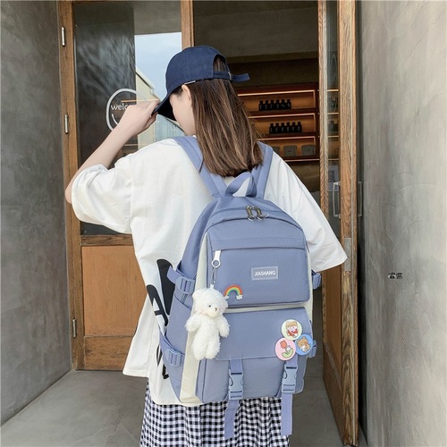 new Korean style student fashion multi-purpose junior high school student campus college student four-piece school bag backpack