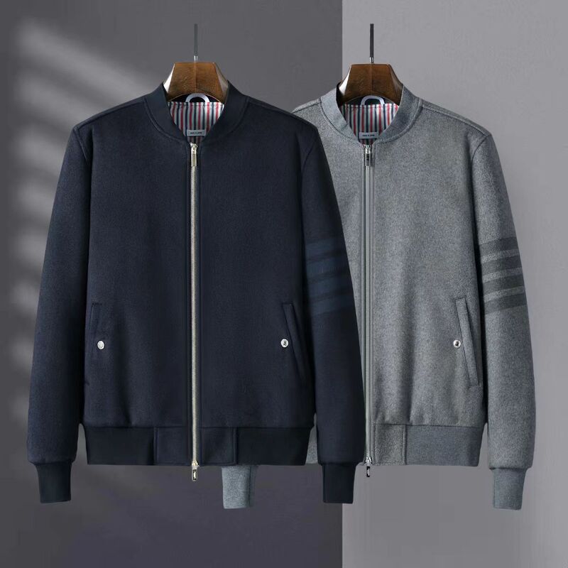 TB New Baseball Suit for Men and Women with Four Stripes Woolen Thick Korean Casual Wool TB Jacket Loose Coat TB New Baseball Suit for Men and Women with Four Stripes Woolen Thick Korean Casual Wool TB Jacket Loose Coat
