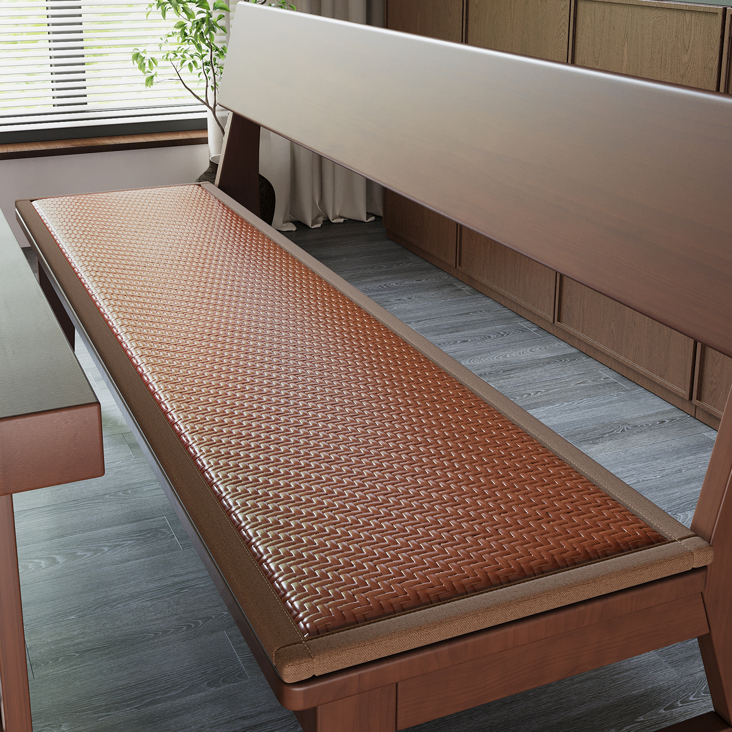 Verano cojín de caña cojín de silla cojín de taburete largo de madera maciza cojín de asiento de verano cojín de asiento de madera roja cojín de silla antideslizante cojín